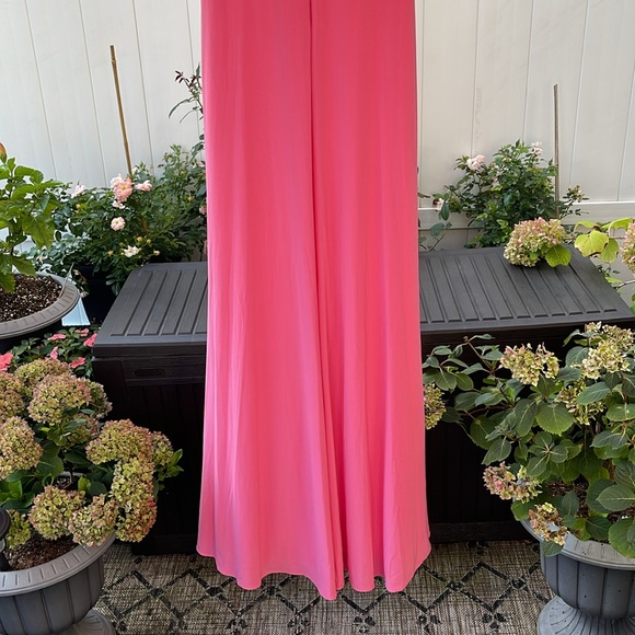 Ieena x Mac Duggal - Candy Pink Jersey Sleeveless Side Ruched Slit Gown Size 4 - Picture 14 of 17